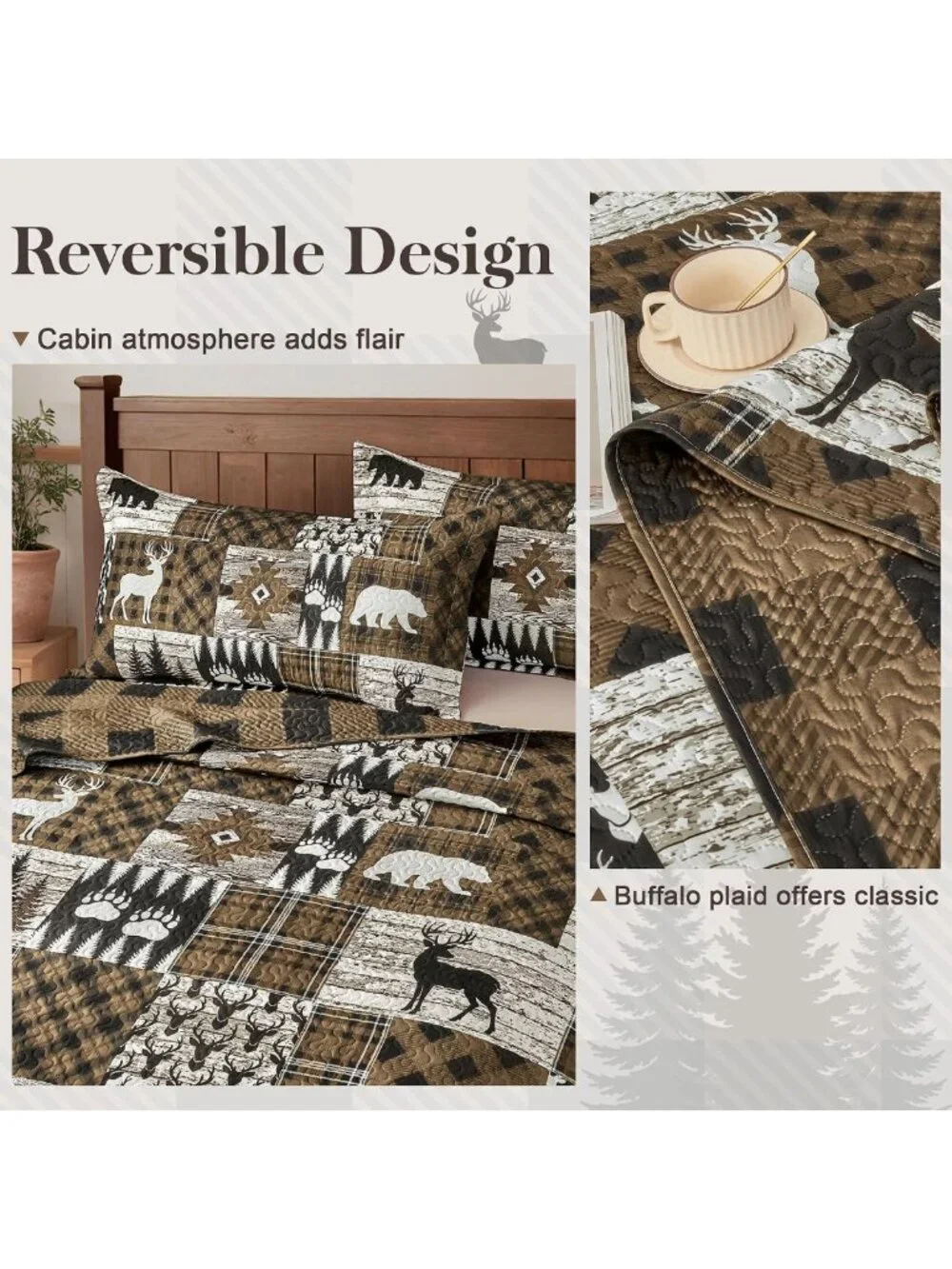 Cozy 3-Piece Farmhouse Quilt Set - Reversible Lightweight Bedspread & Shams